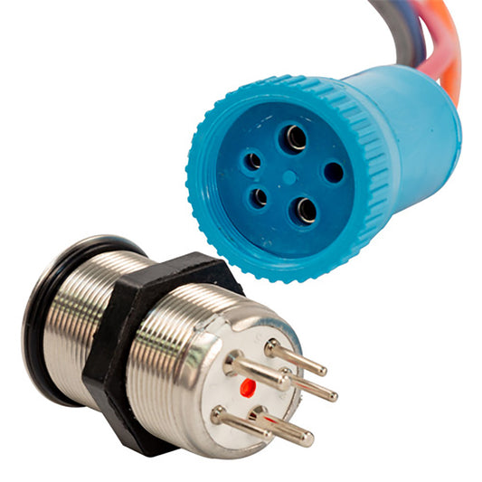 Bluewater 22mm Push Button Switch - OFF/ON/ON Nav/Anc Contact - Blue/Green/Red LED - 4' Lead [9059-3114-4]